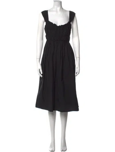 Pre-owned Ciao Lucia Square Neckline Midi Length Dress In Black