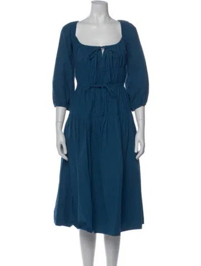 Pre-owned Ciao Lucia Square Neckline Midi Length Dress In Blue