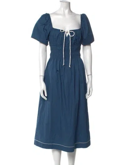 Pre-owned Ciao Lucia Square Neckline Midi Length Dress In Blue