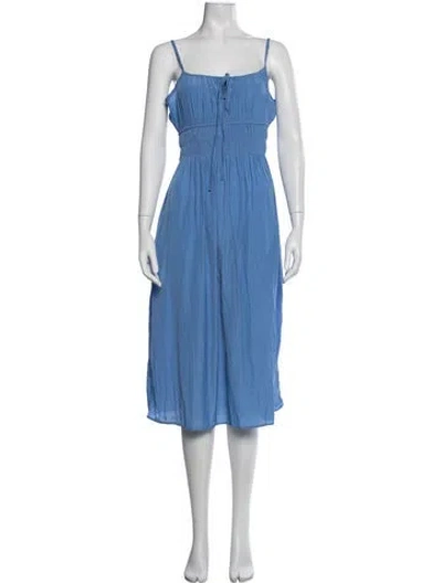 Pre-owned Ciao Lucia Square Neckline Midi Length Dress In Blue