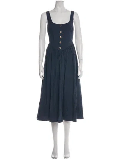 Pre-owned Ciao Lucia Square Neckline Midi Length Dress In Blue