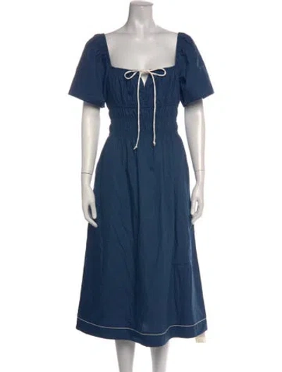 Pre-owned Ciao Lucia Square Neckline Midi Length Dress In Blue