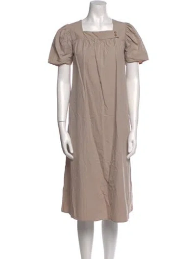 Pre-owned Ciao Lucia Square Neckline Midi Length Dress In Brown