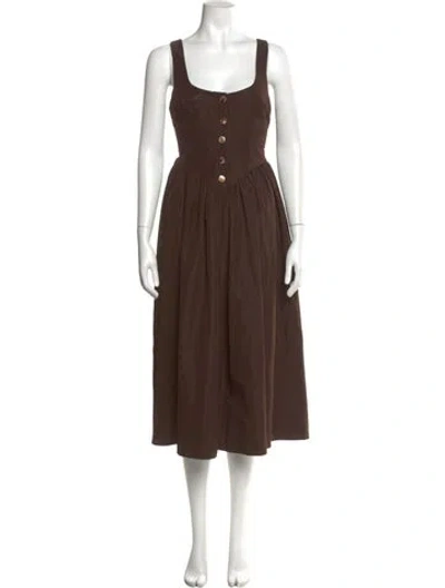 Pre-owned Ciao Lucia Square Neckline Midi Length Dress In Brown
