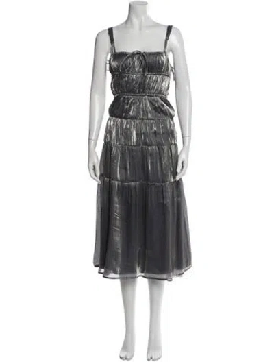 Pre-owned Ciao Lucia Square Neckline Midi Length Dress In Gray