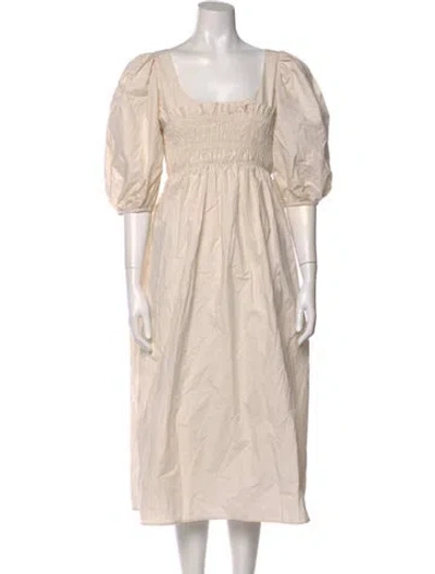 Pre-owned Ciao Lucia Square Neckline Midi Length Dress In Neutral