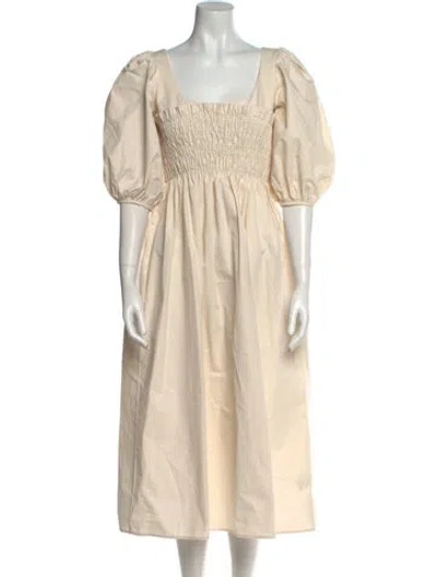 Pre-owned Ciao Lucia Square Neckline Midi Length Dress In Neutral