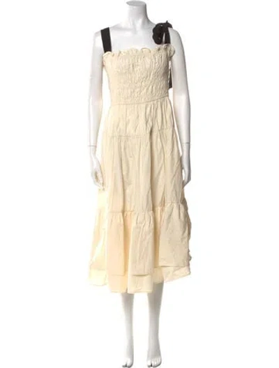 Pre-owned Ciao Lucia Square Neckline Midi Length Dress In Neutral