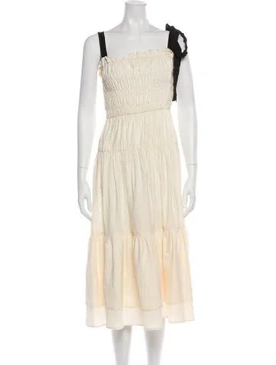 Pre-owned Ciao Lucia Square Neckline Midi Length Dress In Neutral