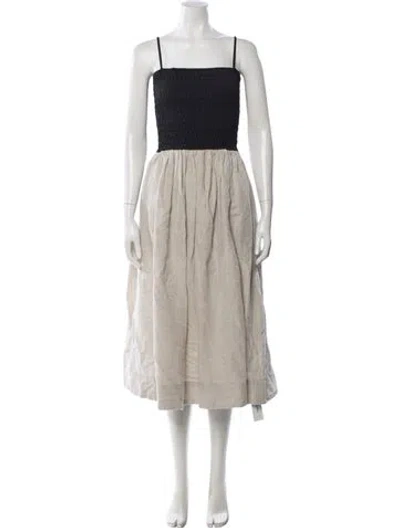 Pre-owned Ciao Lucia Square Neckline Midi Length Dress In Neutral