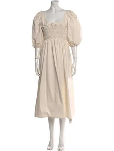 Pre-owned Ciao Lucia Square Neckline Midi Length Dress In Neutral