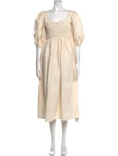 Pre-owned Ciao Lucia Square Neckline Midi Length Dress In Neutrals