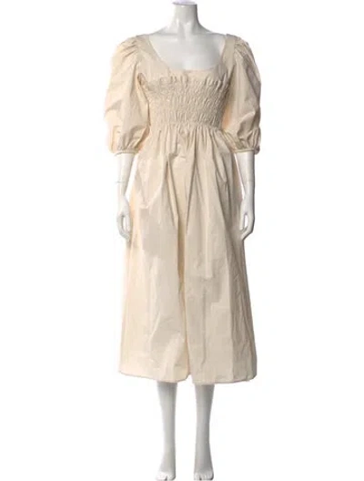Pre-owned Ciao Lucia Square Neckline Midi Length Dress In Neutrals