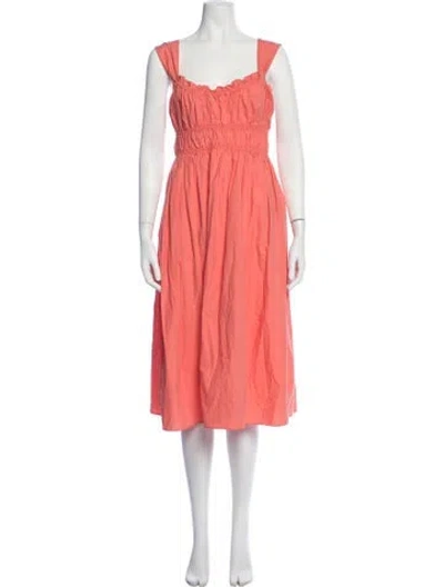 Pre-owned Ciao Lucia Square Neckline Midi Length Dress In Orange