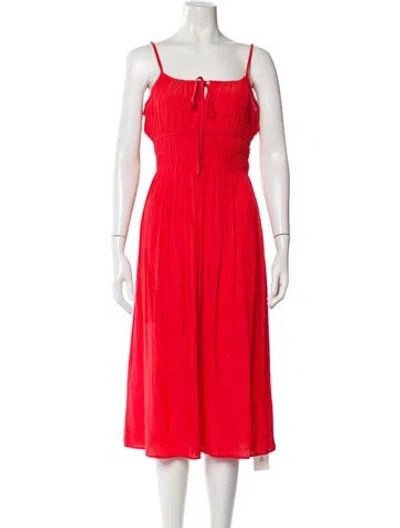 Pre-owned Ciao Lucia Square Neckline Midi Length Dress In Red