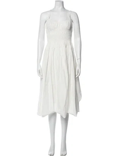 Pre-owned Ciao Lucia Square Neckline Midi Length Dress In White