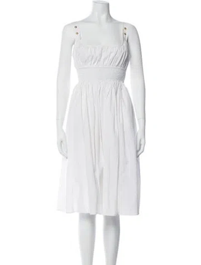 Pre-owned Ciao Lucia Square Neckline Midi Length Dress In White