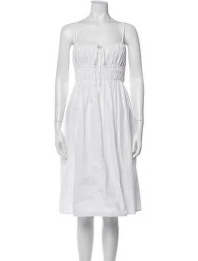 Pre-owned Ciao Lucia Square Neckline Midi Length Dress In White