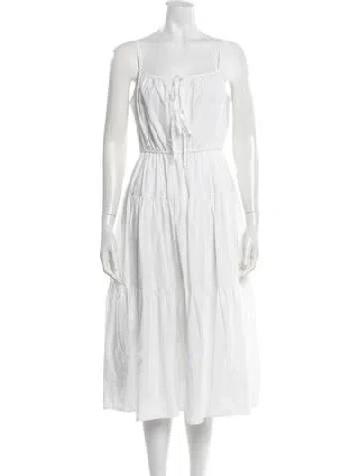 Pre-owned Ciao Lucia Square Neckline Midi Length Dress In White