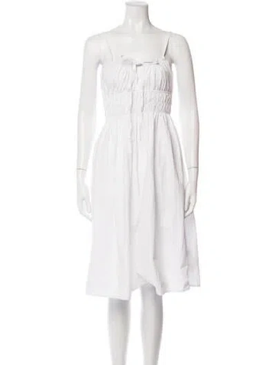 Pre-owned Ciao Lucia Square Neckline Midi Length Dress In White