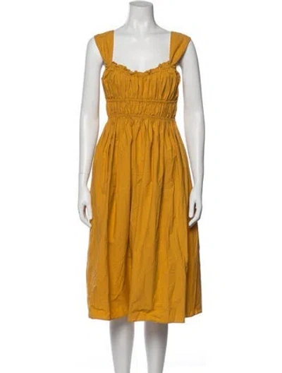 Pre-owned Ciao Lucia Square Neckline Midi Length Dress In Yellow