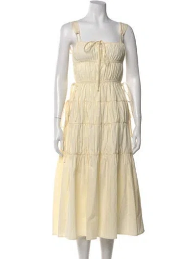 Pre-owned Ciao Lucia Square Neckline Midi Length Dress In Yellow