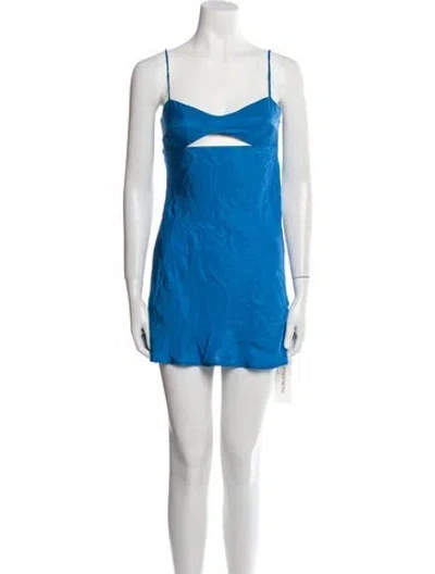 Pre-owned Ciao Lucia Square Neckline Mini Dress In Blue