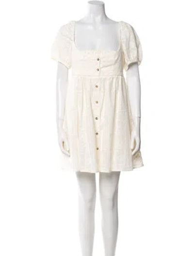 Pre-owned Ciao Lucia Square Neckline Mini Dress In White