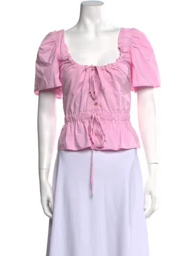 Pre-owned Ciao Lucia Square Neckline Short Sleeve Blouse In Pink