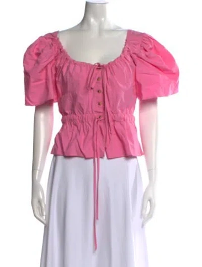 Pre-owned Ciao Lucia Square Neckline Short Sleeve Blouse W/ Tags In Pink