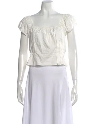 Pre-owned Ciao Lucia Square Neckline Short Sleeve Blouse In White