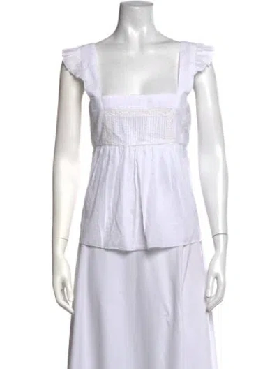 Pre-owned Ciao Lucia Square Neckline Short Sleeve Blouse In White