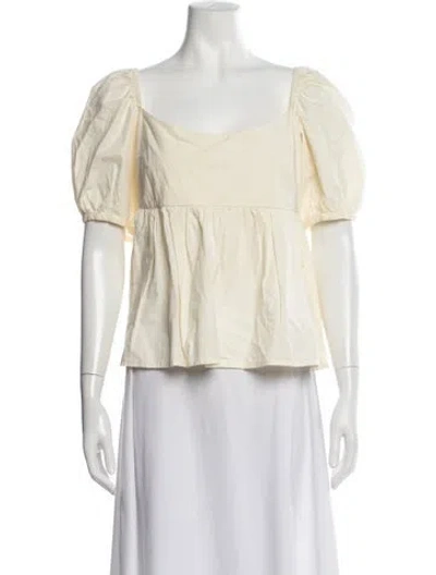Pre-owned Ciao Lucia Square Neckline Short Sleeve Blouse In Yellow