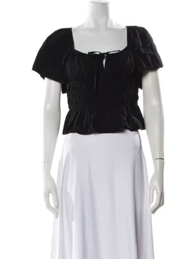 Pre-owned Ciao Lucia Square Neckline Short Sleeve Crop Top In Black