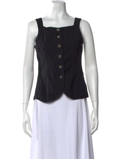 Pre-owned Ciao Lucia Square Neckline Sleeveless Button-up Top In Black