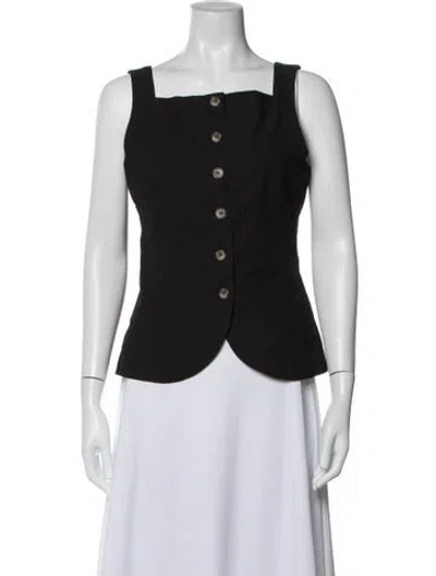 Pre-owned Ciao Lucia Square Neckline Sleeveless Button-up Top In Black