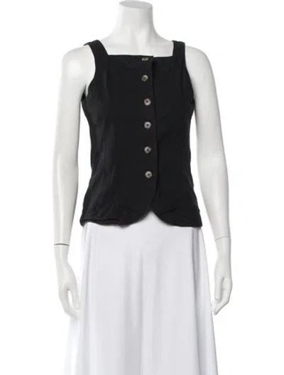 Pre-owned Ciao Lucia Square Neckline Sleeveless Button-up Top In Black