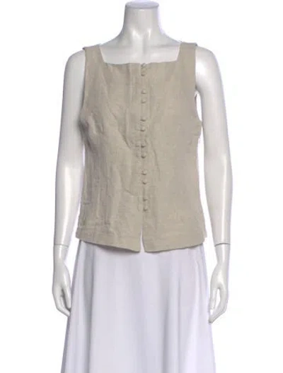 Pre-owned Ciao Lucia Square Neckline Sleeveless Button-up Top W/ Tags In Neutral