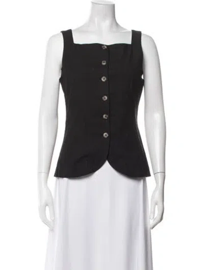 Pre-owned Ciao Lucia Square Neckline Sleeveless Button-up Top In White