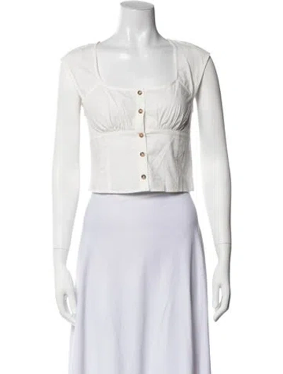 Pre-owned Ciao Lucia Square Neckline Sleeveless Crop Top In White