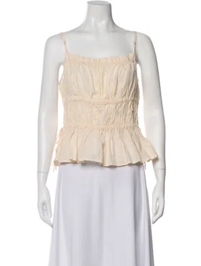 Pre-owned Ciao Lucia Square Neckline Sleeveless Top In White