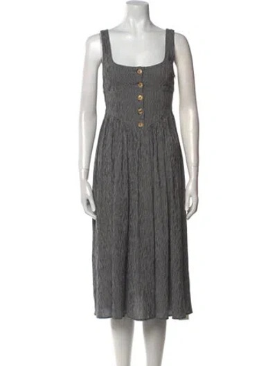 Pre-owned Ciao Lucia Striped Midi Length Dress In Black