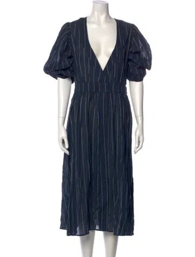 Pre-owned Ciao Lucia Striped Midi Length Dress In Blue