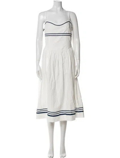 Pre-owned Ciao Lucia Striped Midi Length Dress In White