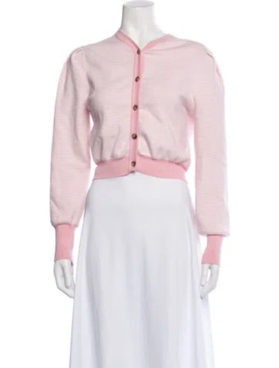 Pre-owned Ciao Lucia Striped Open Front Sweater In Pink