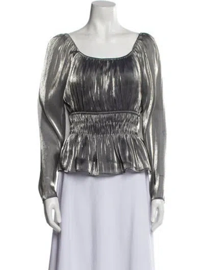 Pre-owned Ciao Lucia Striped Scoop Neck Blouse In Silver
