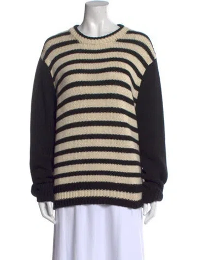 Pre-owned Ciao Lucia Striped Scoop Neck Sweater In Black