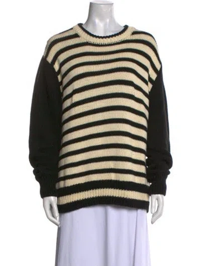 Pre-owned Ciao Lucia Striped Scoop Neck Sweater In Black