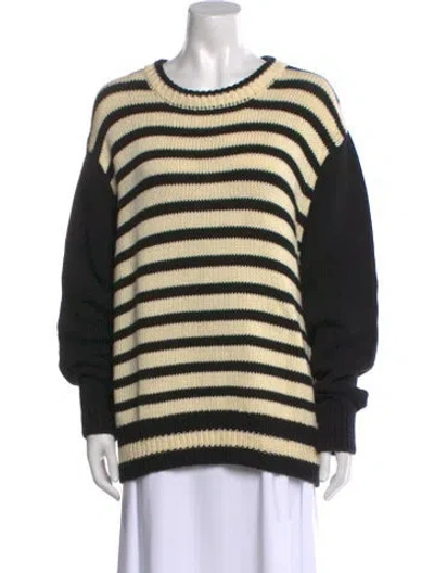 Pre-owned Ciao Lucia Striped Scoop Neck Sweater In Black