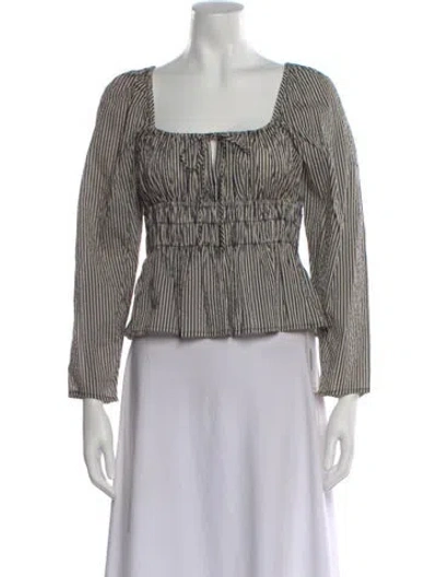 Pre-owned Ciao Lucia Striped Square Neckline Blouse In Multi